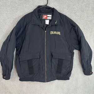 Nike Vintage‎ Colorado Buffalo Full Zip Black Bomber Jacket Mens size Large